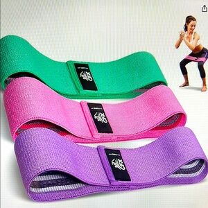 Set of Three Resistance Bands - Green, Pink, and Purple